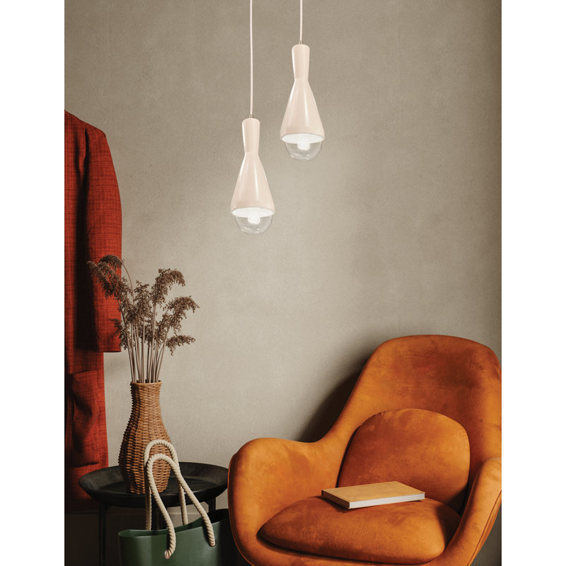 Luminaire suspendu à 1 lumière avec accents métalliques Breeona, Noir mat, Cuivre antique