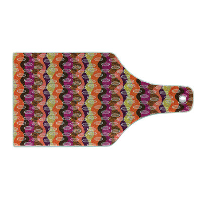 Ambesonne Circles Tempered Glass Cutting Board Aboriginal Dotted Stripes Multicolor