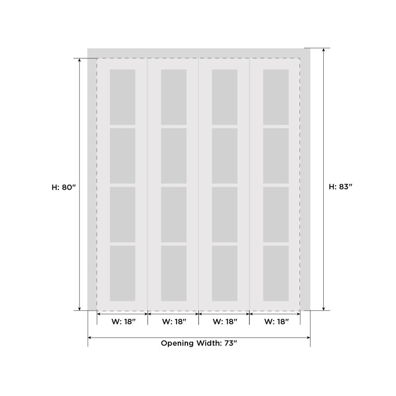 Solid Wood Paneled without Installation Hardware Kit Bifold Door, 72" x 80"