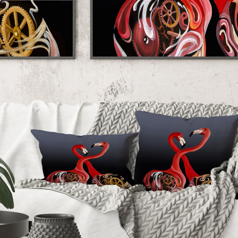 Coussin Flamingo Birds Kissing