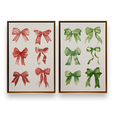 «Merry Little Bows», ensemble de 2 impressions sur toile