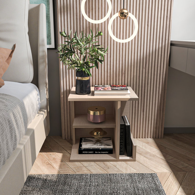 Rolena 45cm W Bedside Table, Cotton Beige