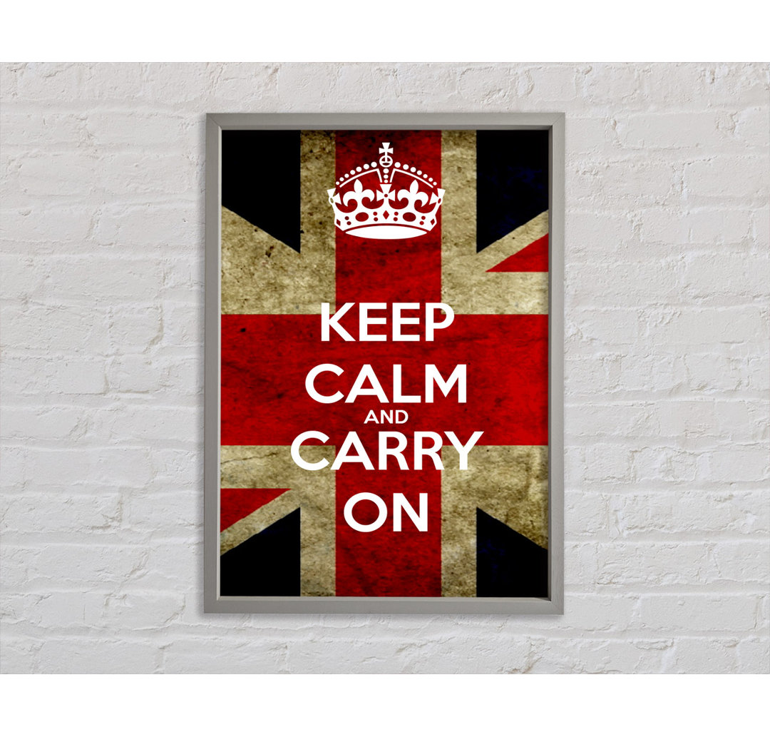 Keep Calm And Carry On Flag - Einzelner Bilderrahmen Typografie auf Leinwand