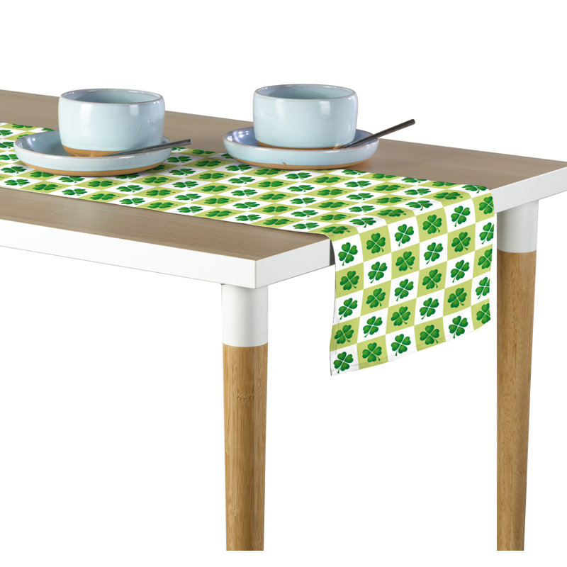 Rayshun 4 Leaf Clover Check Table Runner, 72" x 12"