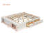 Structure de lit plateforme grand format avec 4 tiroirs de rangement et un casier de rangement au pied de lit, sans tête de lit, design moderne et peu encombrant - blanc antique