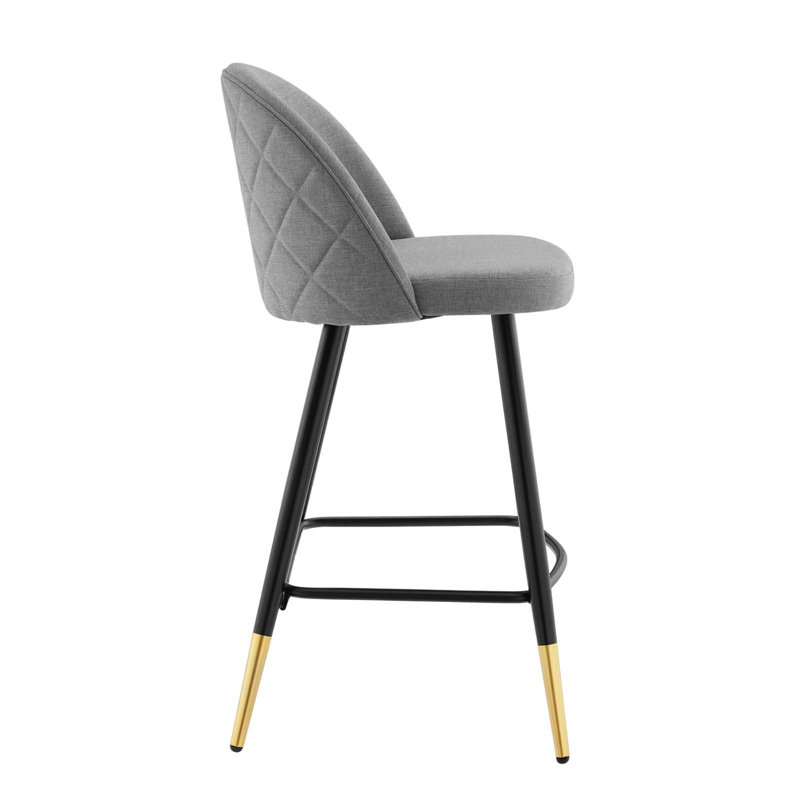 Cordial Bar Stools - Set of 2, Light Gray Fabric, Counter Stool (25" Seat Height)