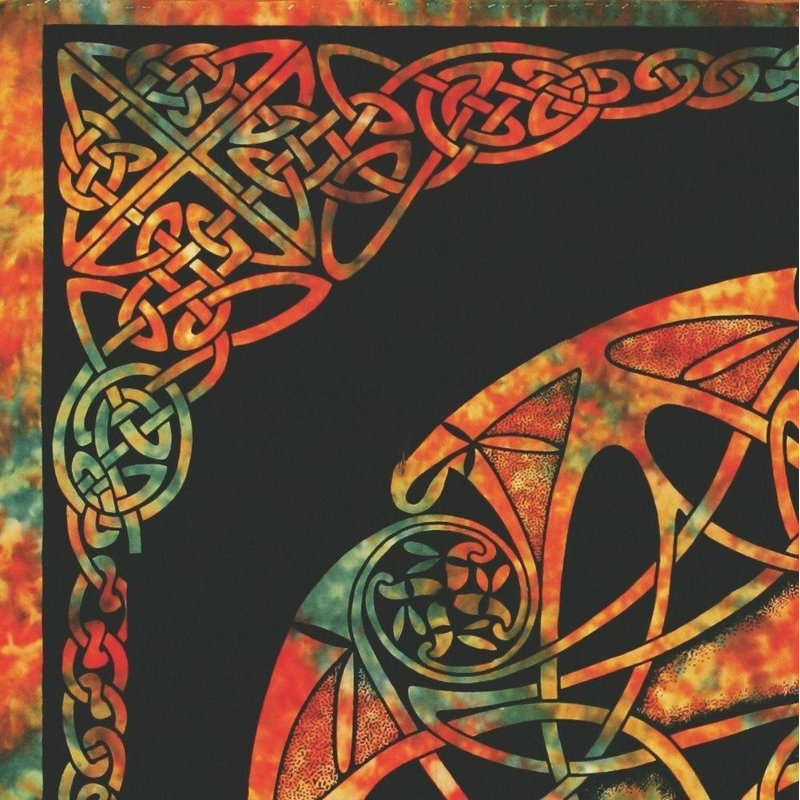 Nappe en coton Celtic Tie-Dye Rectangle, H 88 po x l 104 po, Ambre
