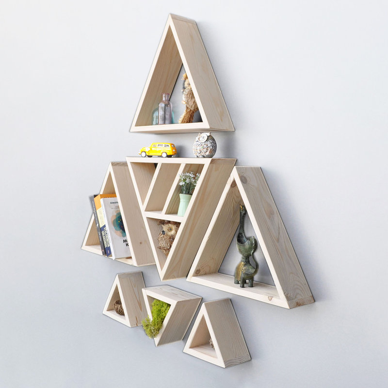 Laidley 7 Piece Triangle Solid Wood Accent Shelf, Oak