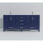 Meuble-lavabo double bleu marine 72 po X P 22 po D, dessus en quartz blanc et ensemble de robinet-871989735-871989734