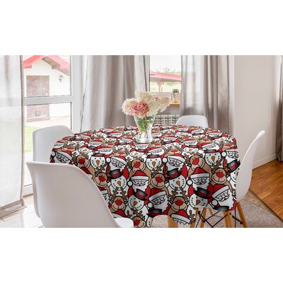 Ambesonne Christmas Round Tablecloth, Snowman Reindeer Santa Claus Cartoon Image Theme Winter, Circle Table Cloth Cover For Dining Room Kitchen Decora -  East Urban Home, D6883459D71246DD9BD4F77B73D76E95