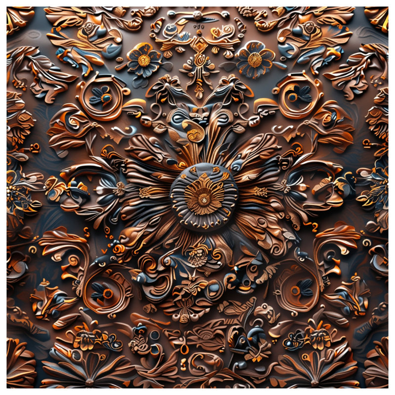Tapisserie murale à motif floral orné - Décoration murale florale, H 50 po x l 60 po avec 4 œillets
