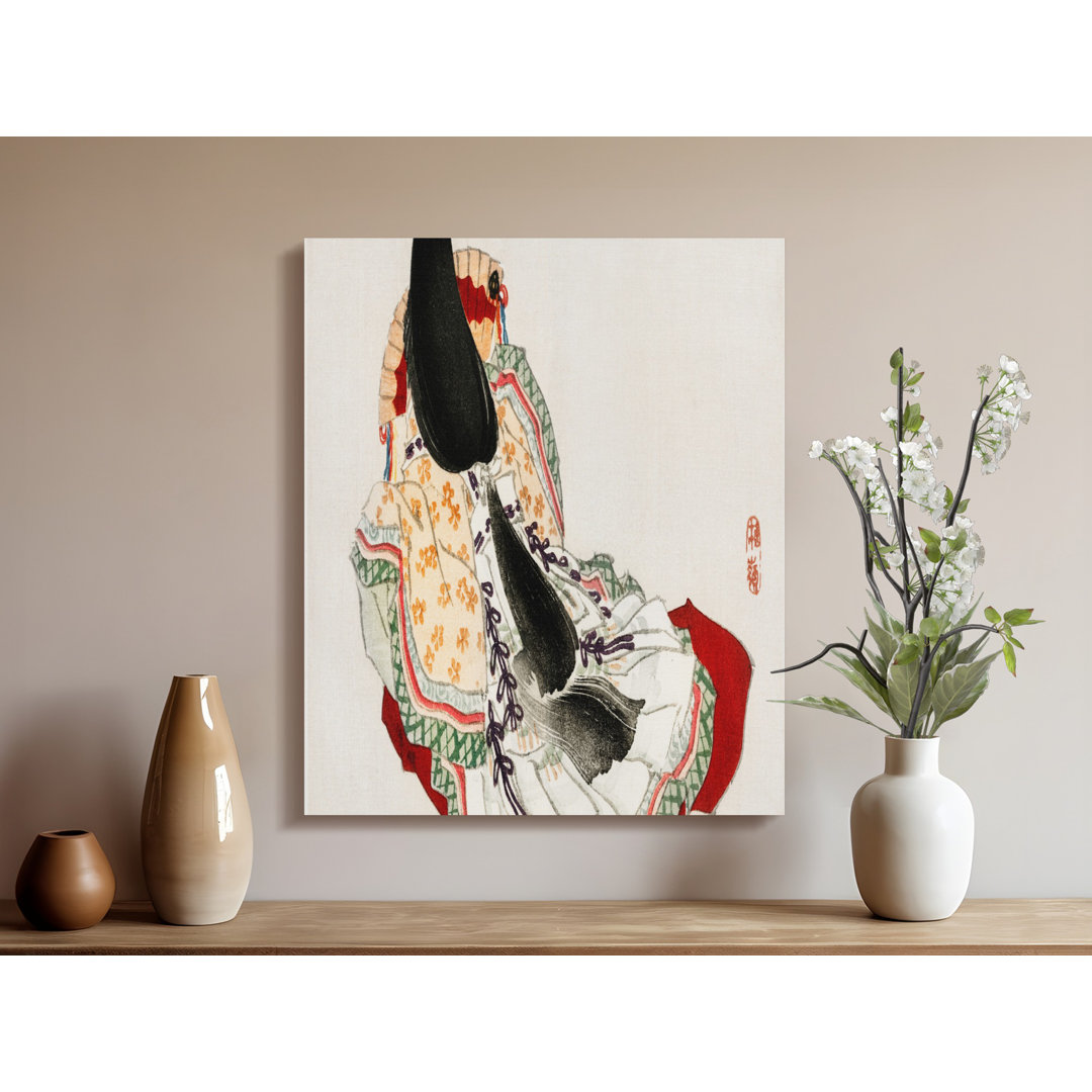 Elegant Japanese Ukiyo-e Art Canvas Print, Traditional Kimono Lady Wall Decor, Historical Asian Fine Art Gift.