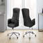 Chaise de bureau, pivotante, hauteur réglable, accoudoirs, ergonomique, travail, aspect cuir noir, métal chromé, contemporaine, moderne