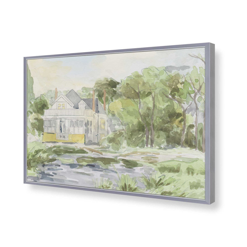 «Tranquil Retreat I» par Melissa Wang, reproduction d'art, Impression sur cadre ouvert sans papier mat, Argent argent