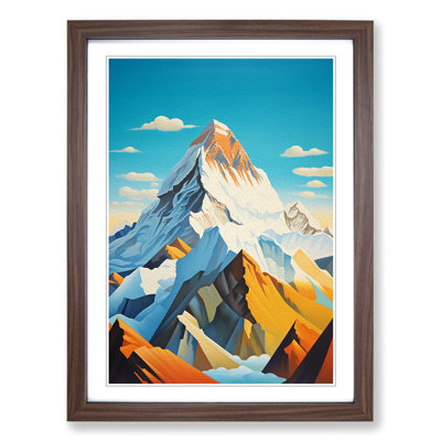 Mount Everest Art Deco - Single Picture Frame Print on Wood