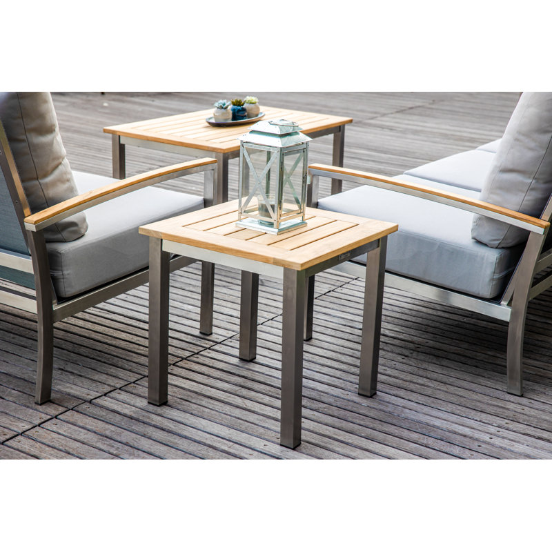 Avanti Teak Stainless Steel Outdoor Square Tall Side Table