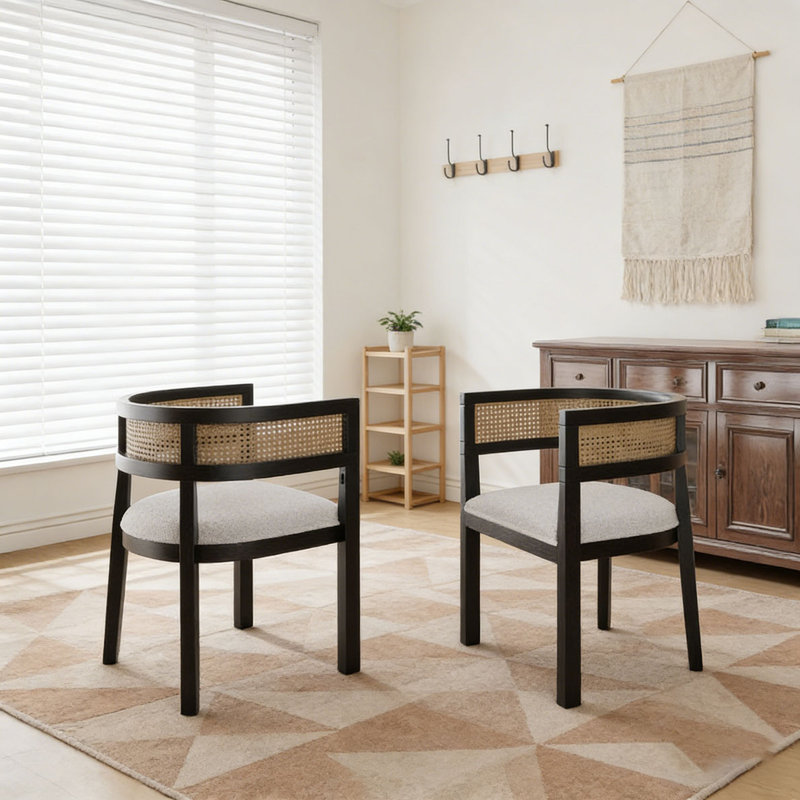 DINING CHAIR, Beige+Black