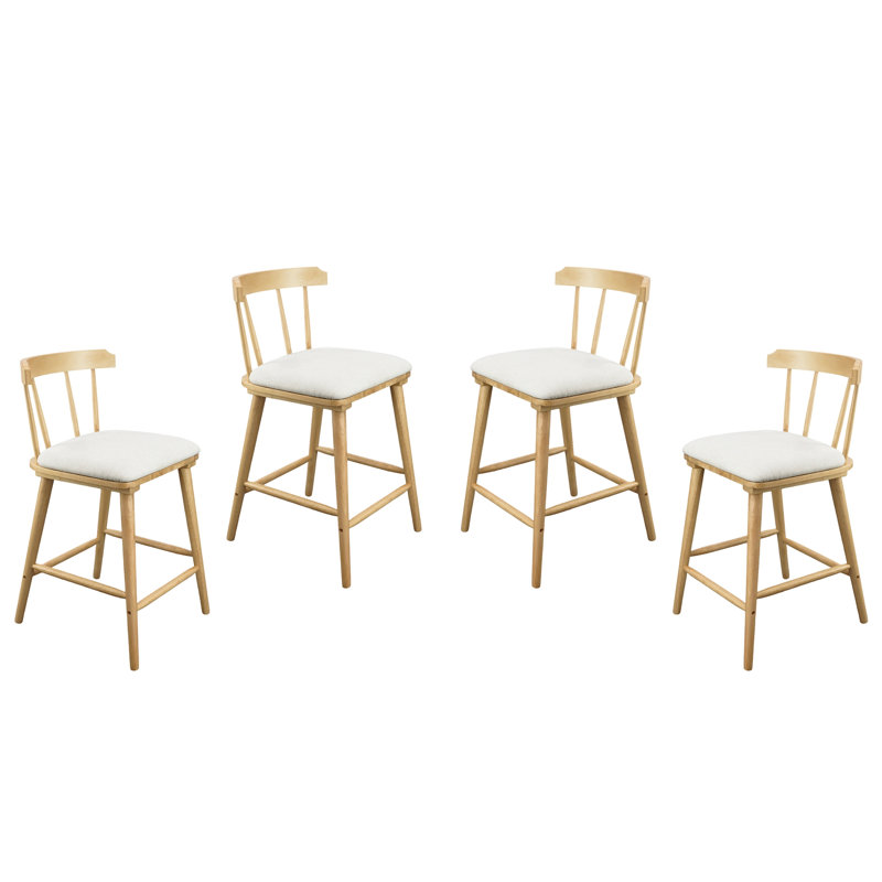 Tabouret de comptoir rembourré beige Olivia, Bois, 4