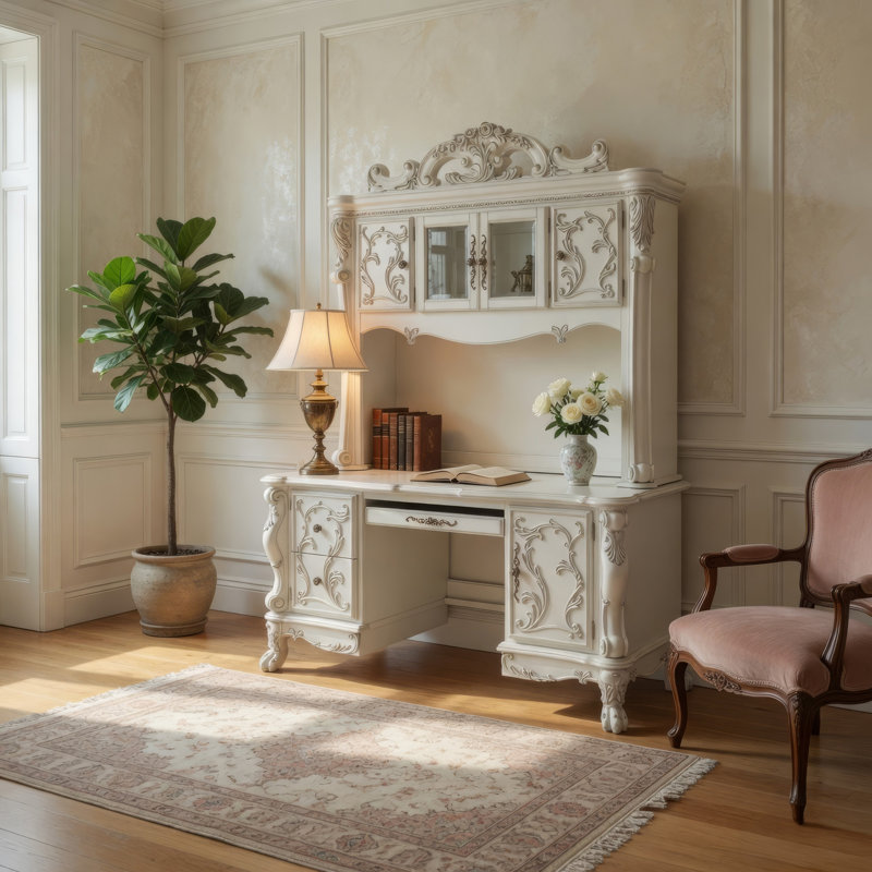 Bureau d'ordinateur l 72 po avec huche et armoire Luyn, H 88 po x l 72 po x P 24 po