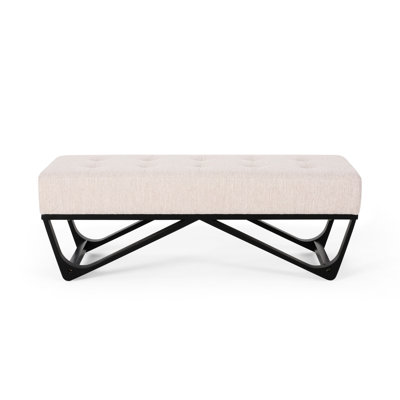 Contemporary With Waffled Stitch Upholstery And Stable Base Modern Bench Button Tufting Sleek Design