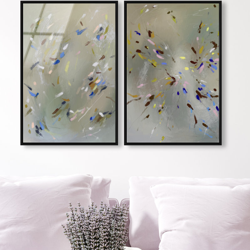 Spontaneous Traces Set Set by Oliver Gal, 32"H x 22"W, Black Floater Frame