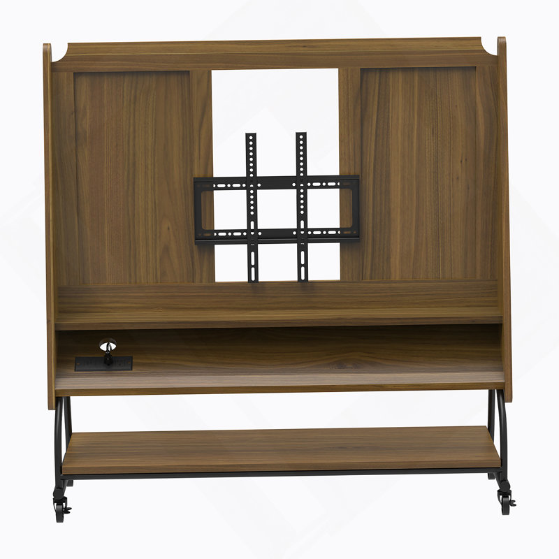 Meuble télé mobile avec support pour téléviseur 32 à 50 po avec écran de projecteur et prises de courant - Chariot télé à roulettes réglable, bois aggloméré