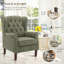 Button-Tufted Wingback Accent Chair - Solid Wood Legs with Rolled Arm &Thick Padded Cushion-575355502-603724950