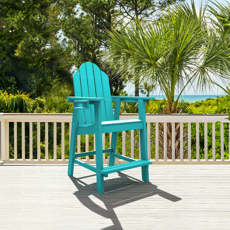 Chaise Adirondack en plastique Dutta, Bleu Aruba