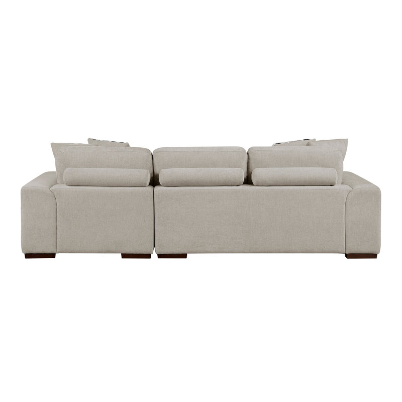 Canapé modulaire en taupe capitonné 2 pièces avec méridienne droite