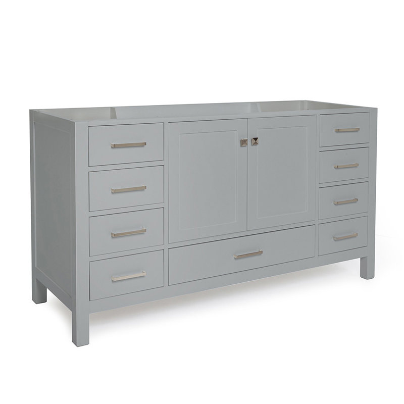 Cambridge 60'' W Single Bathroom Vanity Base, Gray, Brushed Nickel