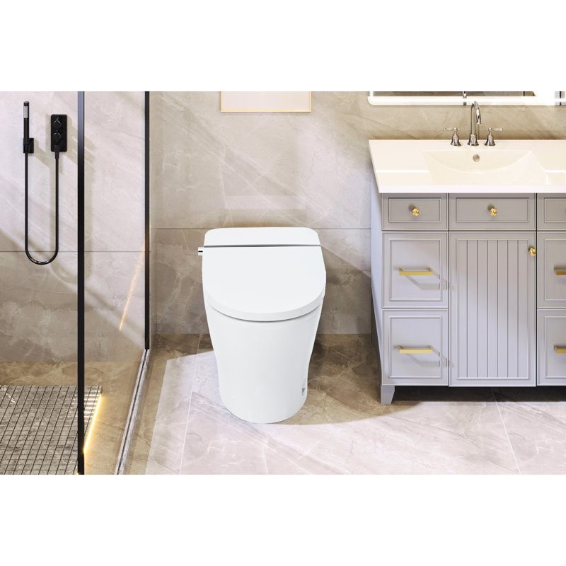 Toilet With Heated Seat - 1/1.28 Dual Flush, Foot Sensor, Night , Structure Smart Without Bidet Seat, Practical Flushing