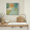 Doux sauge, bleu, orange, forme abstraite, décoration murale pour le salon