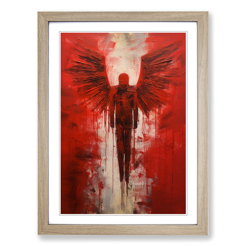 Angel of the North Gestural - Framed Print, Oak Framed, 64cm H x 46cm W