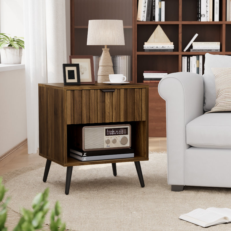 17.72cm W Bedside Table, One Drawer