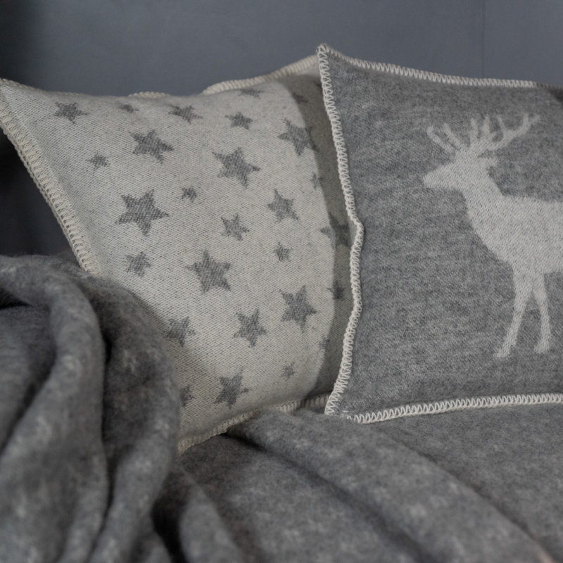 Stars Wool Cushion Cover, Grey/Off White