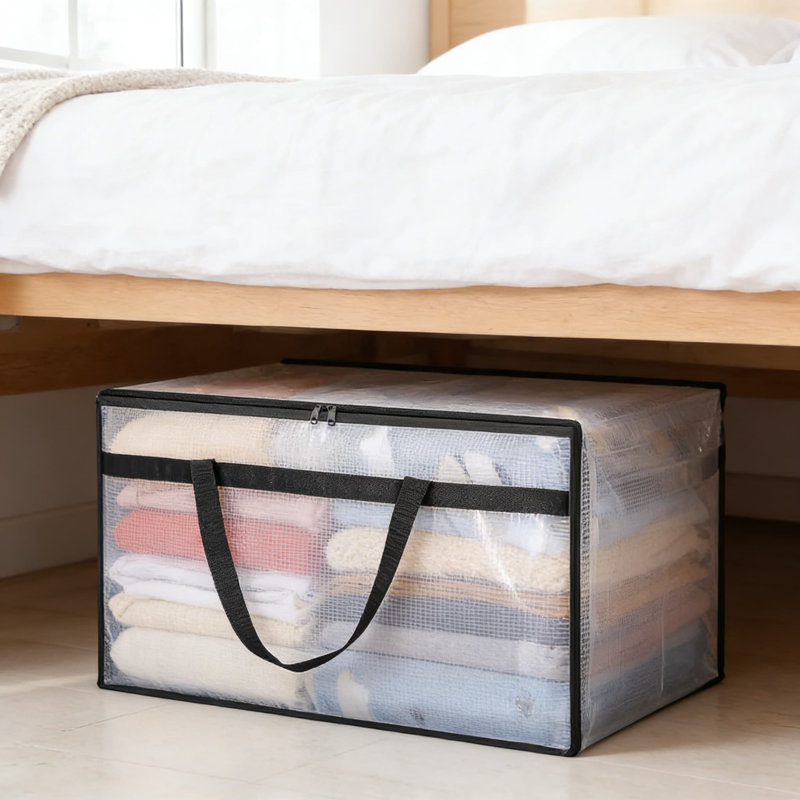 Paquet de 3 sacs de rangement transparents avec fermeture à glissière, organisateurs en plastique de grande capacité de 60 L pour les vêtements, la literie, les édredons, les couvertures, les jouets et le déplacement