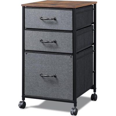 Mobile File Cabinet, Rolling Printer Stand With 3 Drawers, Fabric Vertical Filing Cabinet Fits A4 Or Letter Size For Home Office by DEVAISE