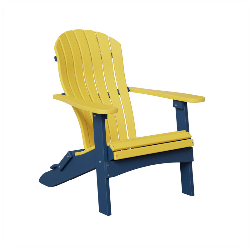 Chaise Adirondack pliante Berlin Gardens, Jaune soleil et bleu marine