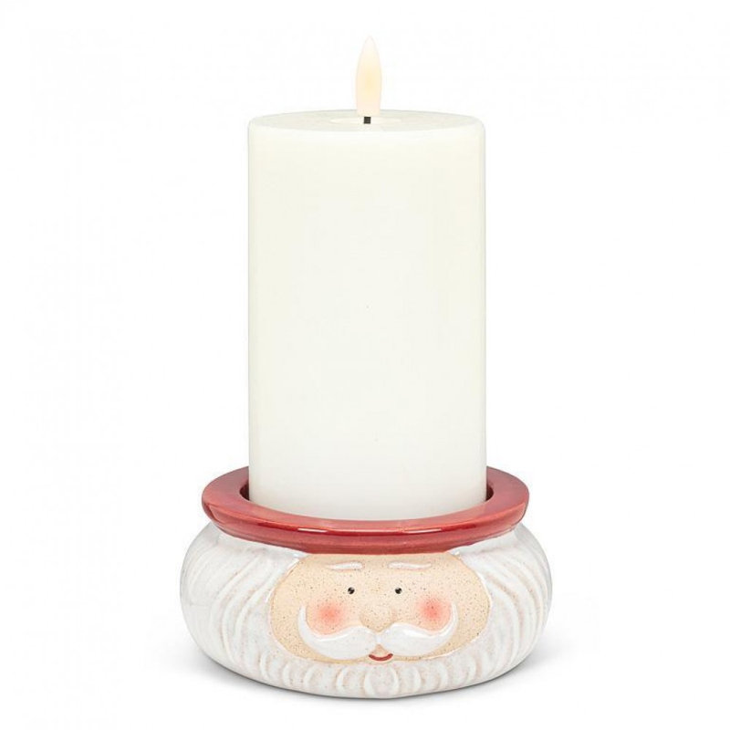 Large Santa Face Pillar Holder