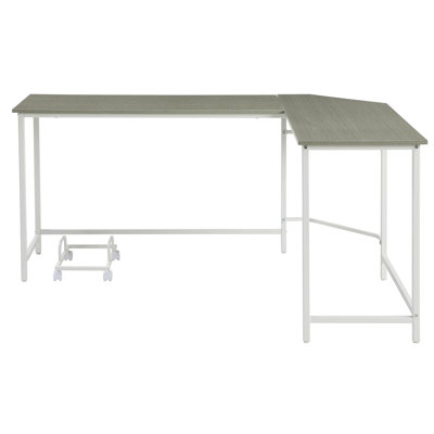 Bureau d'ordinateur en L gris et blanc