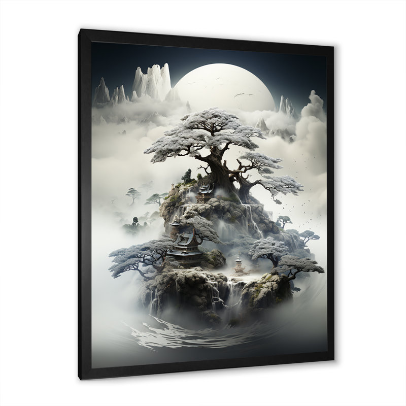 Mystical Bonsai 3 - Art mural bonsaï, Cadre simple noir, H 20 po x l 12 po x P 1 po