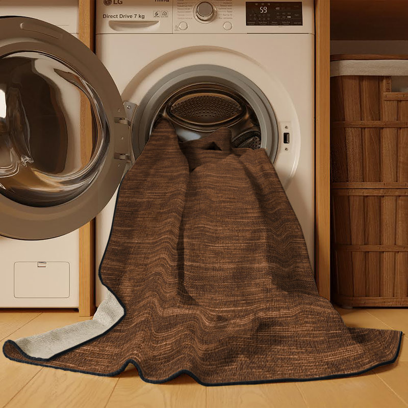 Tapis brun uni lavable à la machine, Tapis de couloir 2 pi x 5 pi