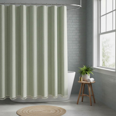 Boho Farmhouse Tassel Shower Curtain
