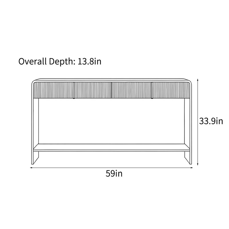 Console américaine simple de style rétro, H 33,9 po x l 59 po x P 13,8 po, Noir