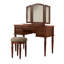 Ensemble de coiffeuse 3 pièces avec tabouret rembourré Enay, miroir, 5 tiroirs, brun cerise-127850207