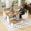 Ensemble de coin-repas rembourré pour 5 personnes avec rangement caché, table de salle à manger en bois de style campagnard et bancs rembourrés en forme de L pour la cuisine et les meubles peu encombrants