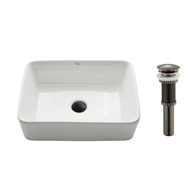Ceramic Rectangular Vessel Bathroom Sink, Oil Rubbed Bronze