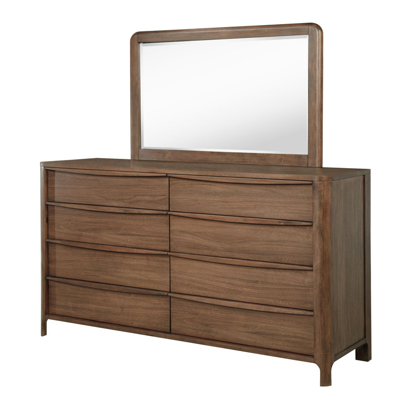 Commode 8 tiroirs et miroir noyer