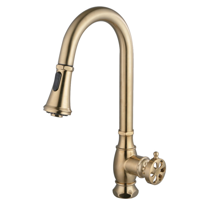Kingston Brass Belknap Single-Handle Pull-Down Kitchen Faucet, Brushed Brass