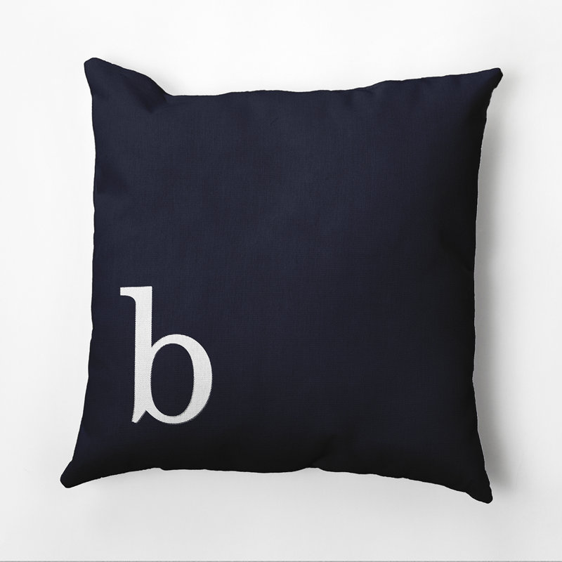 Housse et insert d'oreiller carré, H 16 po x l 16 po x P 2 po, Bleu marine et blanc, B